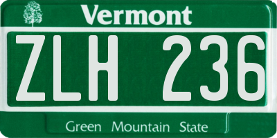 VT license plate ZLH236