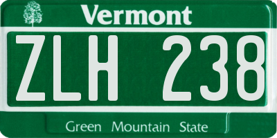 VT license plate ZLH238