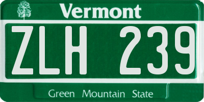 VT license plate ZLH239