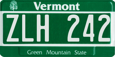 VT license plate ZLH242