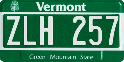 VT license plate ZLH257