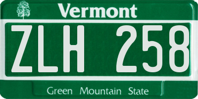 VT license plate ZLH258