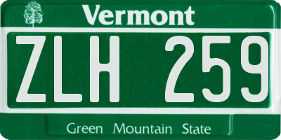 VT license plate ZLH259