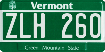 VT license plate ZLH260