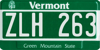 VT license plate ZLH263