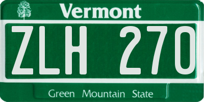VT license plate ZLH270