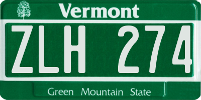 VT license plate ZLH274