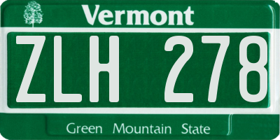 VT license plate ZLH278