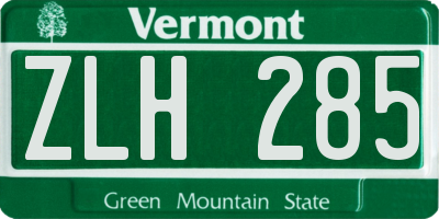 VT license plate ZLH285