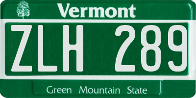 VT license plate ZLH289