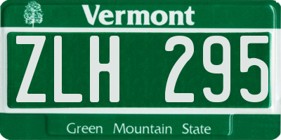 VT license plate ZLH295