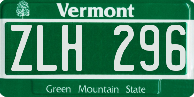VT license plate ZLH296