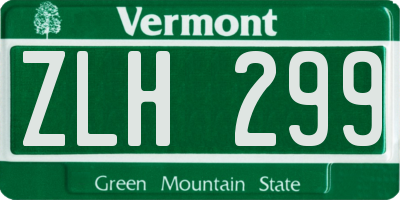 VT license plate ZLH299