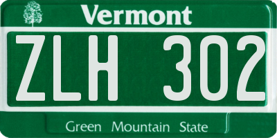 VT license plate ZLH302
