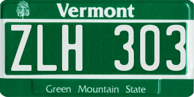 VT license plate ZLH303