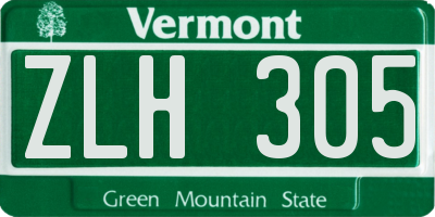 VT license plate ZLH305