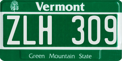 VT license plate ZLH309
