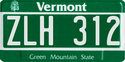 VT license plate ZLH312