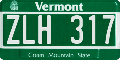 VT license plate ZLH317