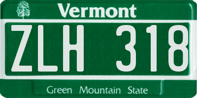 VT license plate ZLH318