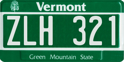 VT license plate ZLH321