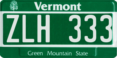 VT license plate ZLH333