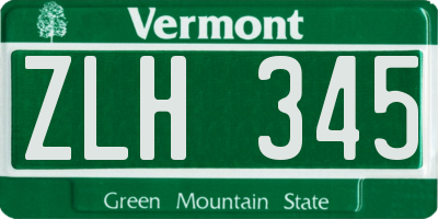 VT license plate ZLH345