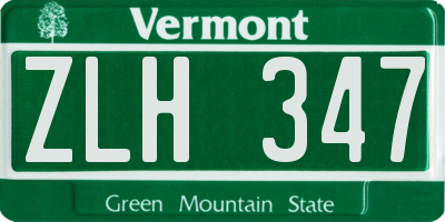 VT license plate ZLH347