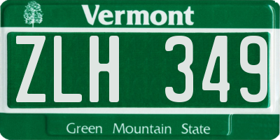 VT license plate ZLH349