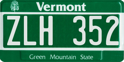 VT license plate ZLH352
