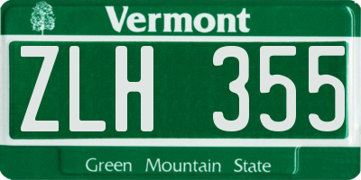 VT license plate ZLH355