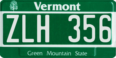 VT license plate ZLH356