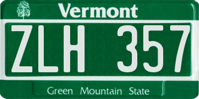 VT license plate ZLH357