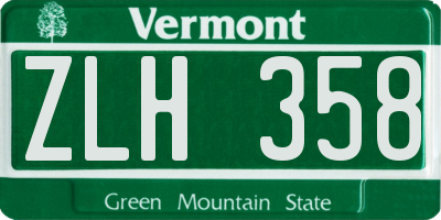 VT license plate ZLH358