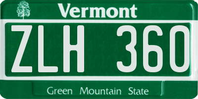 VT license plate ZLH360