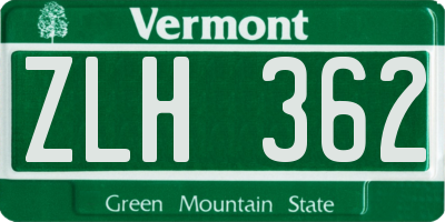 VT license plate ZLH362