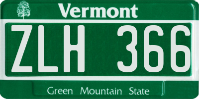 VT license plate ZLH366