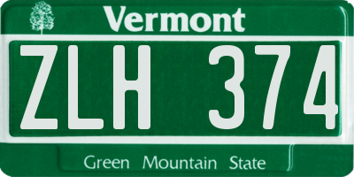 VT license plate ZLH374