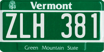 VT license plate ZLH381