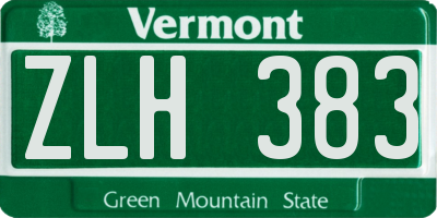 VT license plate ZLH383