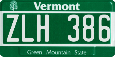 VT license plate ZLH386