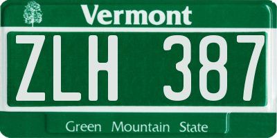 VT license plate ZLH387