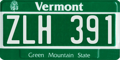 VT license plate ZLH391