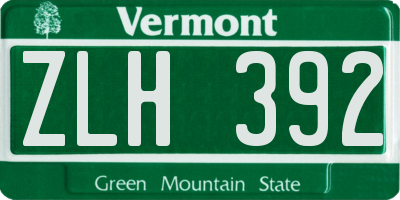 VT license plate ZLH392