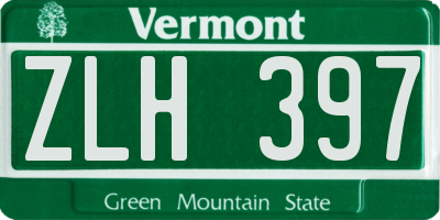 VT license plate ZLH397
