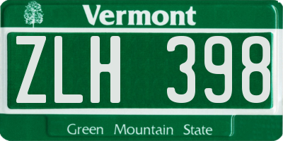 VT license plate ZLH398