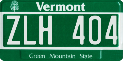 VT license plate ZLH404