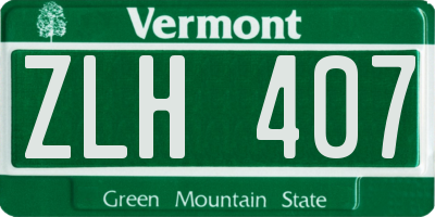VT license plate ZLH407