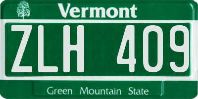 VT license plate ZLH409