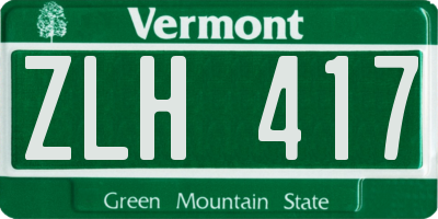 VT license plate ZLH417